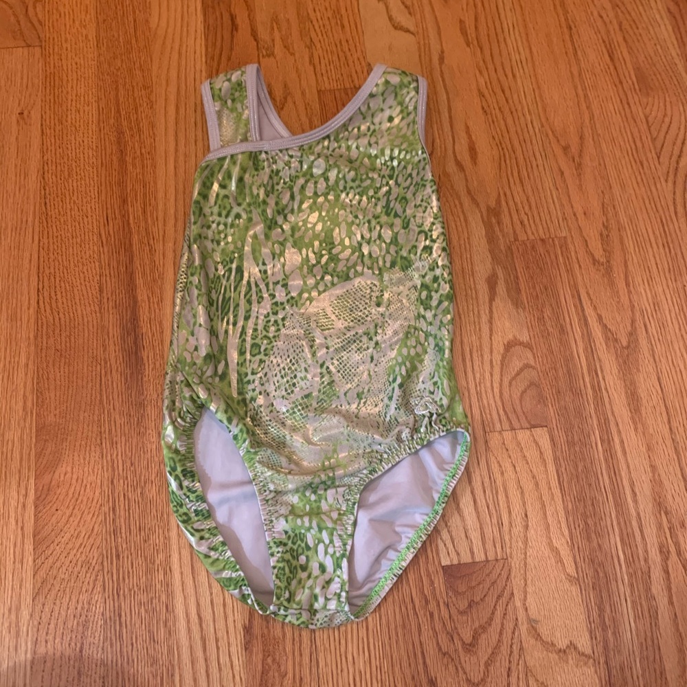 Green Leopard Print Gymnastics Leotard